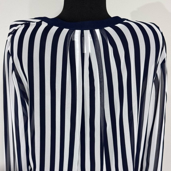 Joseph Ribkoff Women's Navy & White Striped Blouse, Sheer Size 6 - Picture 8 of 10